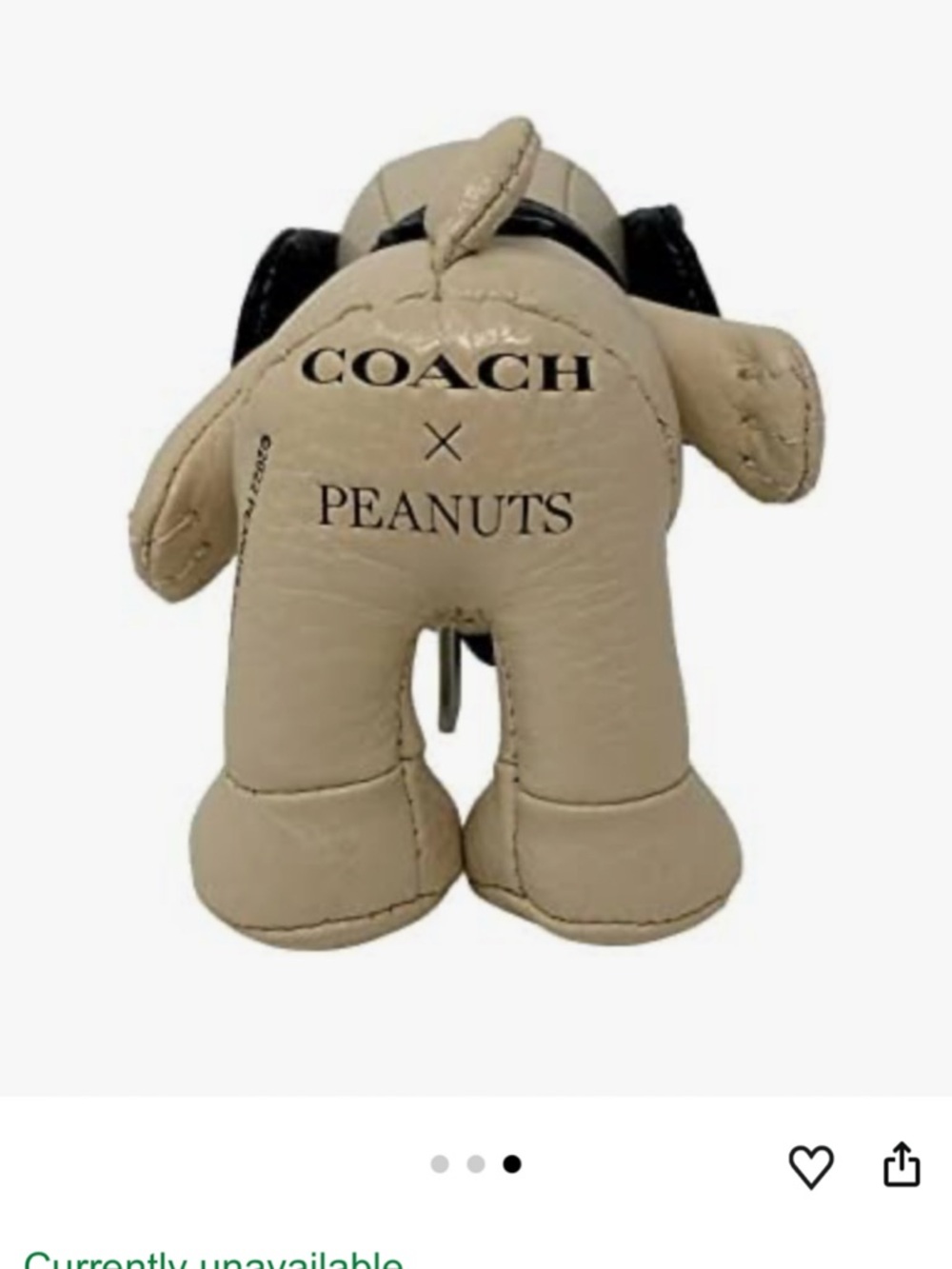 Coach X Peanuts Snoopy Collectible Bag Charm Leather Ivory Style CF852 - Picture 3 of 6